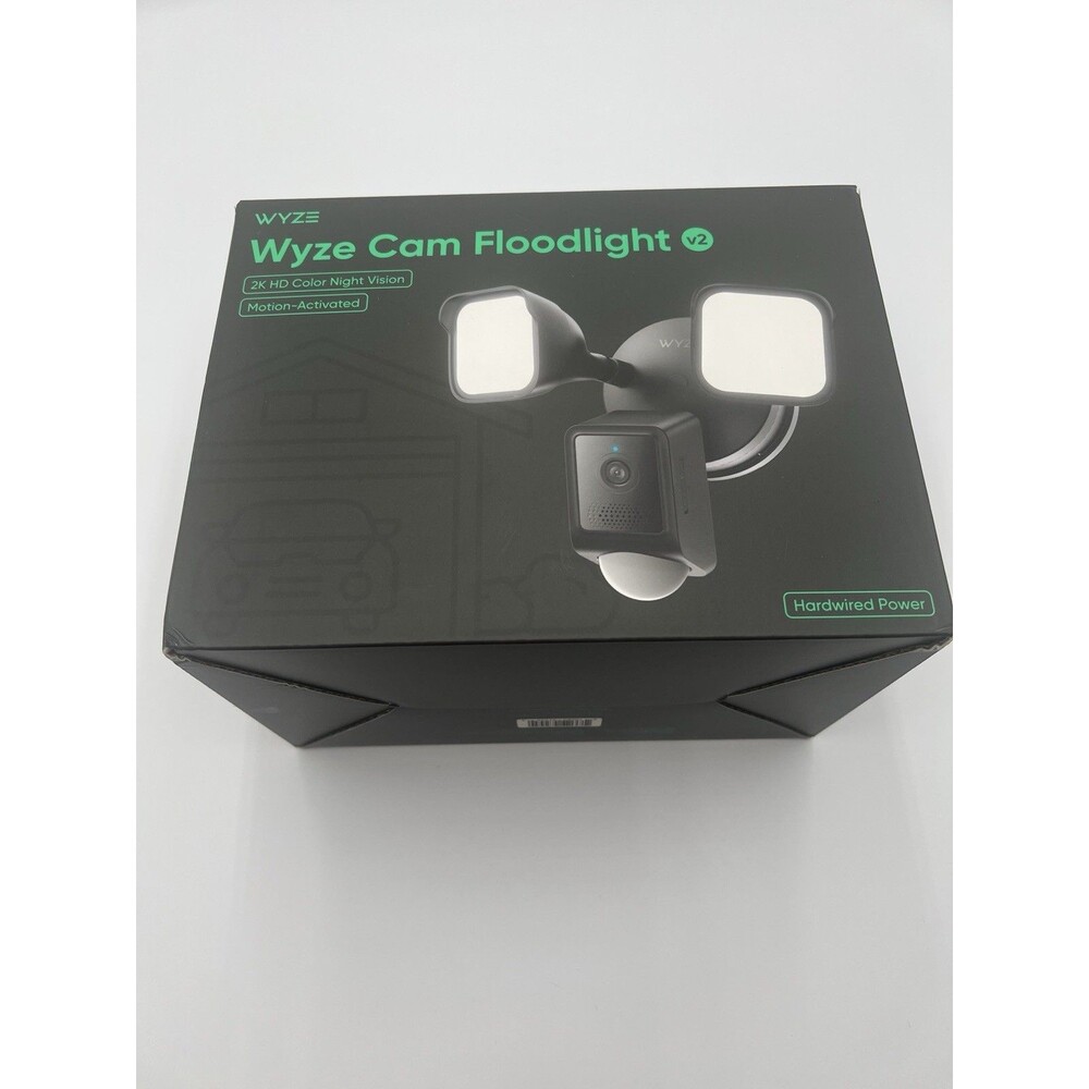 Wyze Cam Floodlight V2 Motion-activated Hardwired WYZECFL2BL WiFi HD NEW Black